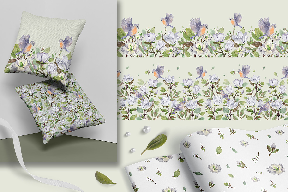 Watercolor Magnolia Flower Set, a Decorative Illustration by LenArt (Photo 15 of 18)
