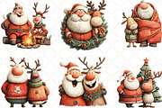 Santa And Reindeer Clipart, an Illustration by Black Bird Studio (Thumbnail 4 of 6)