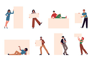 Happy people with advertising place, a Person Illustration by YummyBuum