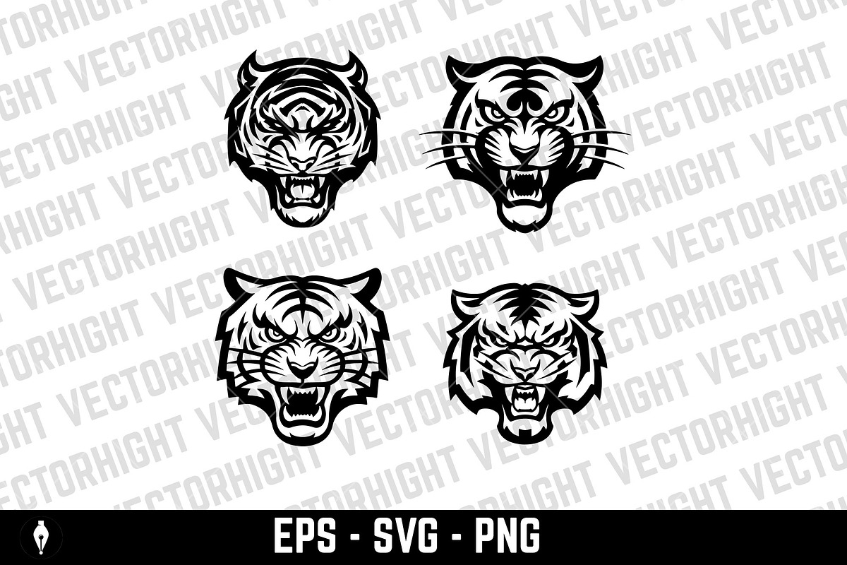 tiger head illustration SVG, an Animal Illustration by Vectorhight