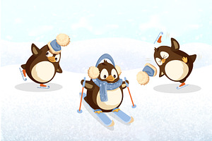 Penguins On Skates And Skis, Outdoor