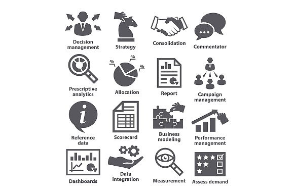 Business Management Icons. Pack 18.