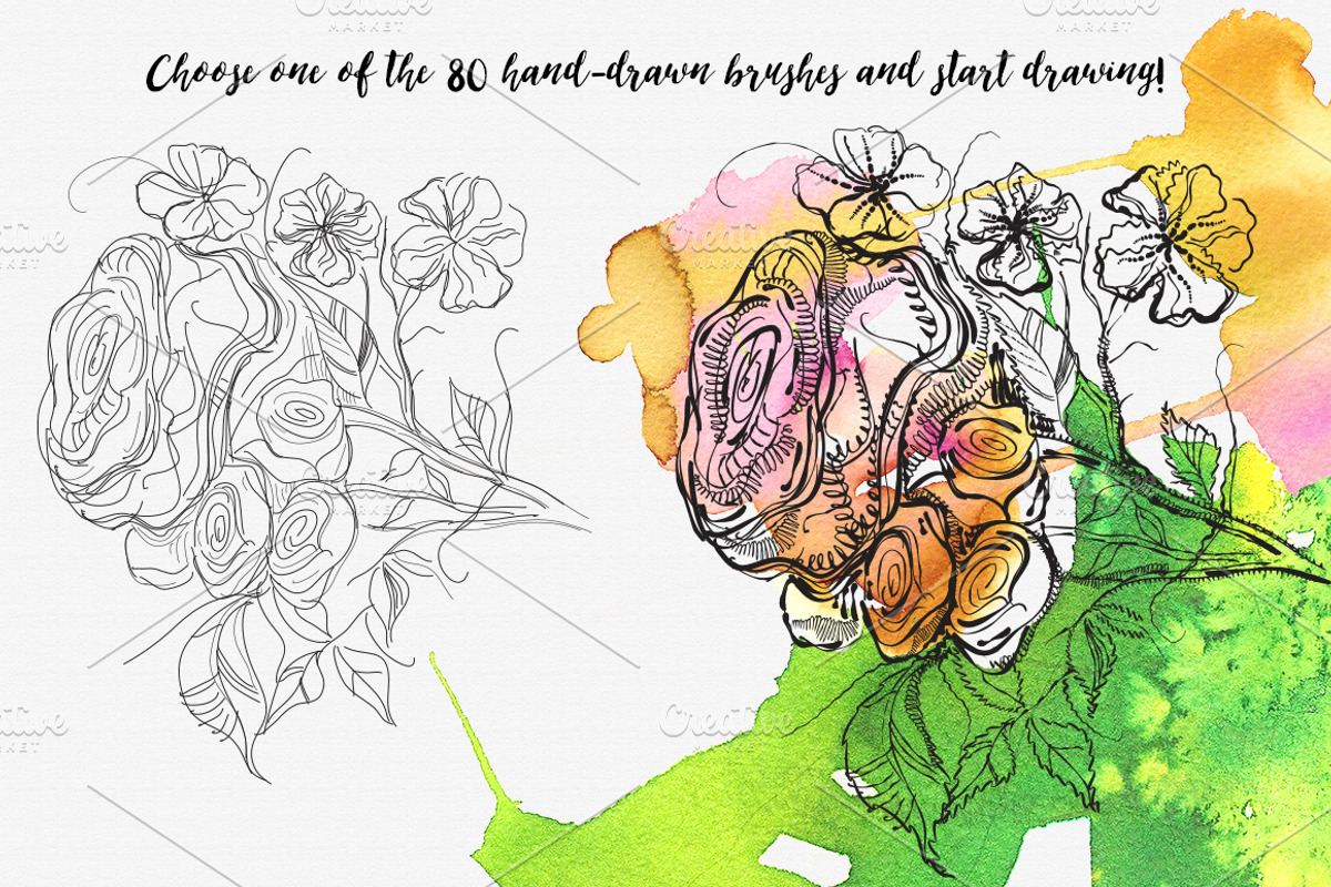 Ink pen Brush for illustrator, a Brush Add-On by DigitalDream (Photo 3 of 3)