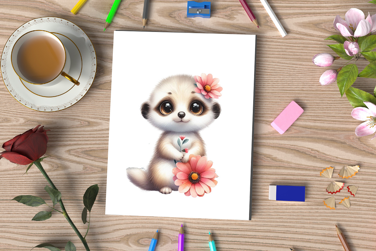 Watercolor Cute Meerkat Clipart, an Illustration by CraftArtStudio (Photo 3 of 5)