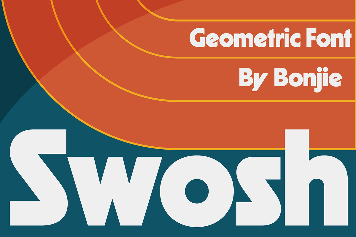 Swosh - Geometric Display Font, a Sans Serif Font by Pipello Grafik (Photo 1 of 14)