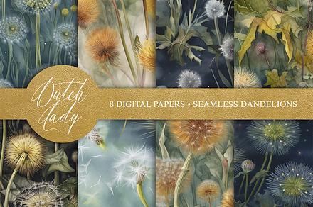 Seamless Dandelion Wallpapers, a Pattern Graphic by The Dutch Lady Designs
