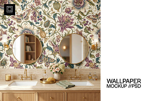 Bathroom Wallpaper Mockup PSD