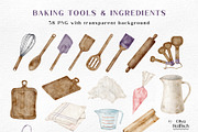 Watercolor Baking Tools, Ingredients, a Food Illustration by Olya Haifisch (Thumbnail 3 of 7)