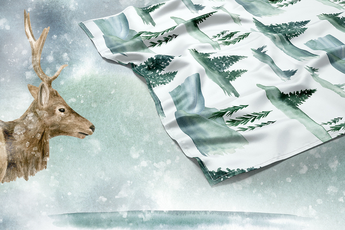 Winter Deer Watercolor Collection, an Animal Illustration by Olya Haifisch (Photo 9 of 9)