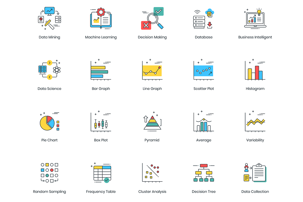 73 Data Analytics Modern Icons, an Outline Icon by Flat Icons