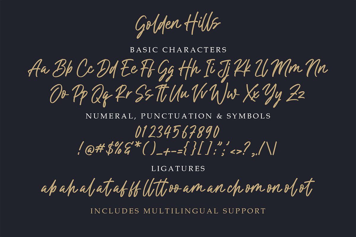 Golden Hills - Handwritten Script, a Script Font by MJB Letters