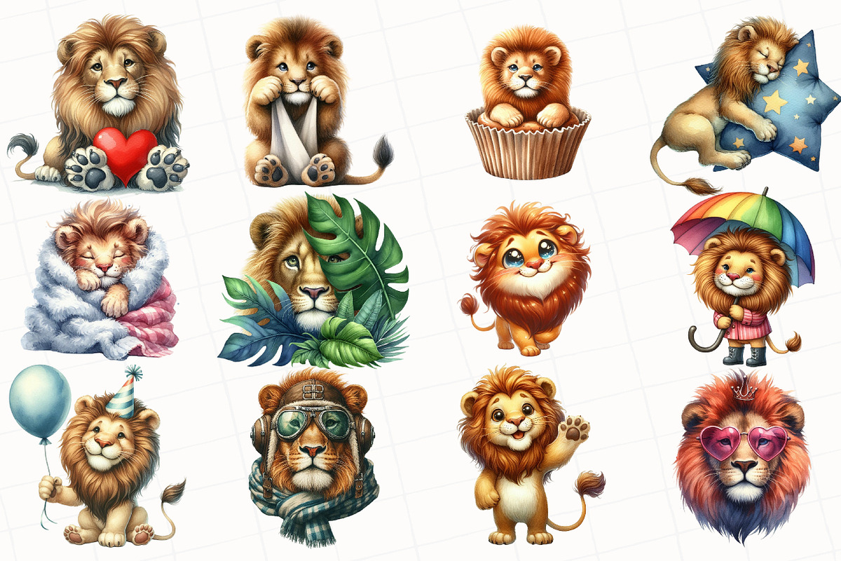 Cute Lion Sublimation Clipart, an Illustration by OK Design (Photo 5 of 5)