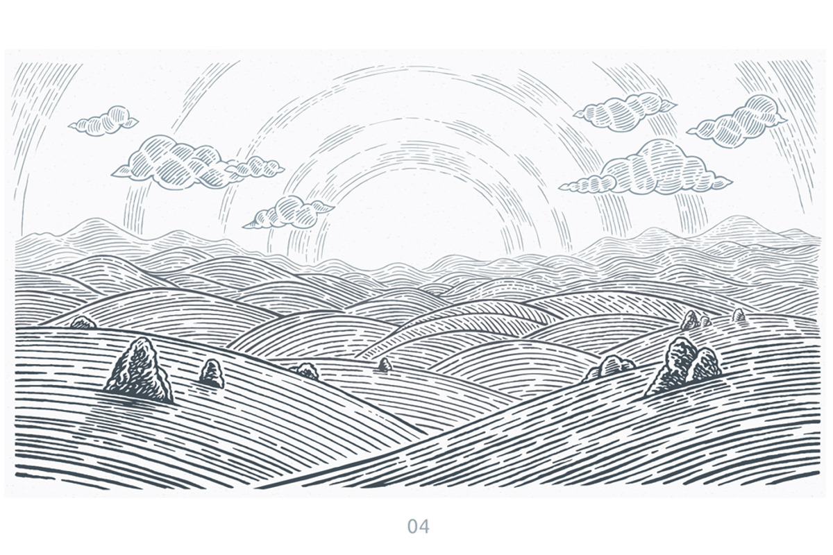 Landscape with green hills and mount, a Seasonal Illustration by Countryside life (Photo 6 of 9)