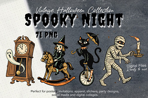 Spooky Night PNG Vintage Collection, a Seasonal Illustration by DreamoraArt