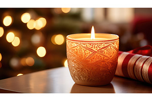 festive holiday candle ai generated, a Holiday Photo by pikepicture