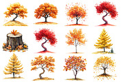 Watercolor Fall Landscapes Clipart, an Illustration by SinaCreation (Thumbnail 3 of 5)