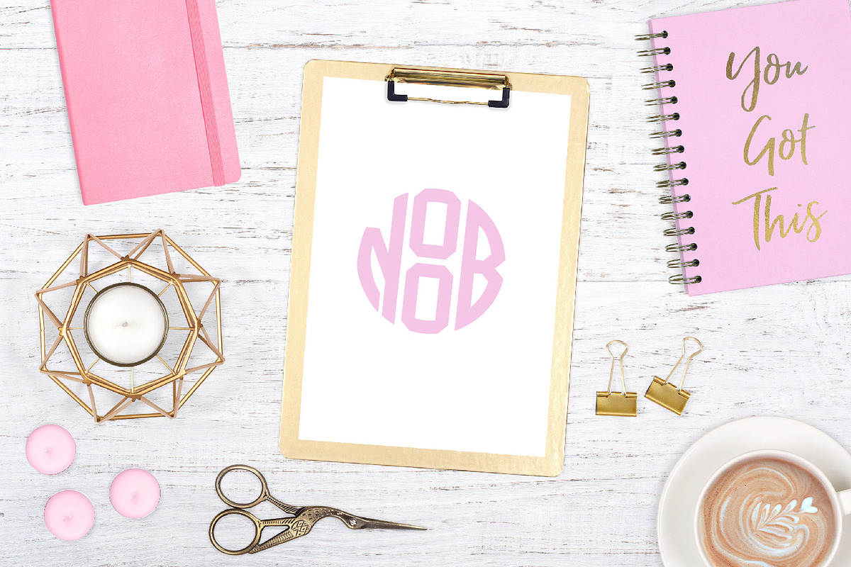 4 Letter Circle Monogram Font & Kit preview 8