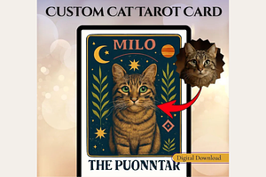 Custom Cat Tarot Card Art Print, an Animal Illustration by HubbaDigitals