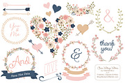 Vector Navy & Blush Vintage Flowers, an Illustration by Amanda Ilkov (Thumbnail 1 of 3)