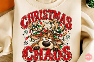 Christmas Chaos Funny Reindeer PNG