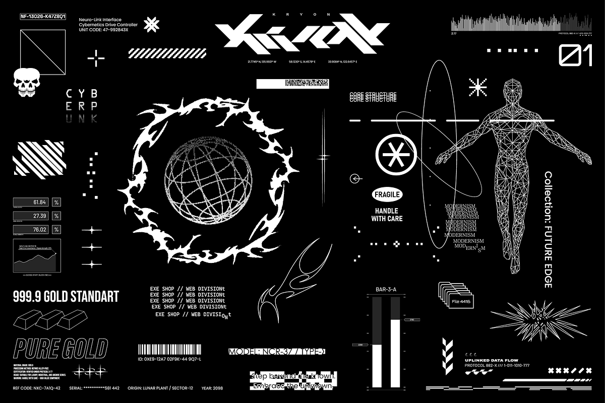 Cyberpunk Tech HUD Vector Pack, an Object Graphic by SergeyBitos (Photo 4 of 6)