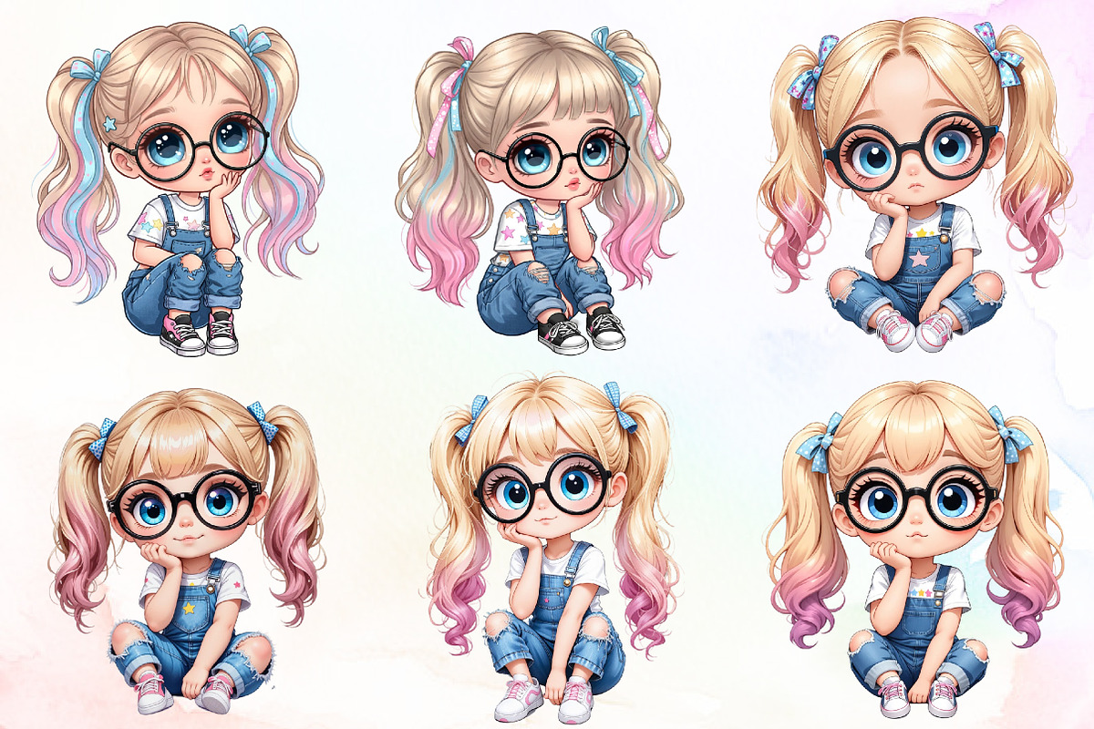 Quirky Cute Little Girl Clipart, an Illustration by Sublimation Artist (Photo 1 of 9)