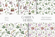 Watercolor Garden Herbs Clipart, a Food Illustration by YuliyaArtGarden (Thumbnail 8 of 9)