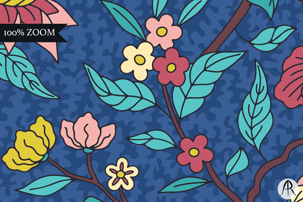 Persian Blue Chintz Floral Patterns, a Pattern Graphic by Rose Design (Photo 4 of 7)