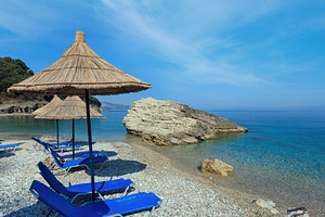 Summer morning Pulebardha beach (Albania)., a Nature Photo by YuriyB