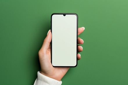 Hand holding blank smartphone mockup, a Technology Photo by MistyDay
