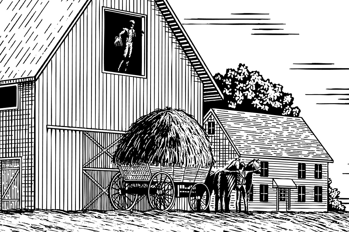 Woodcut Hay Farmers, an Illustration by blue67sign (Photo 2 of 2)