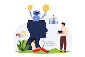 Creating Artificial Intelligence pl, a Technology Illustration by Flashvector