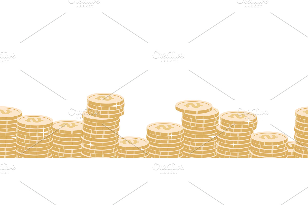 Golden coins stacks seamless pattern, a Finance Illustration by Valerie Bodnar