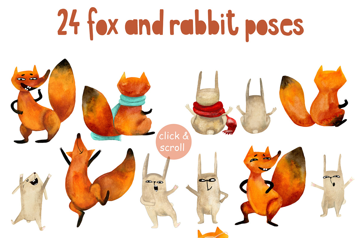 Watercolor fox rabbit autumn clipart, an Object Graphic by NataLyaroArt (Photo 11 of 14)