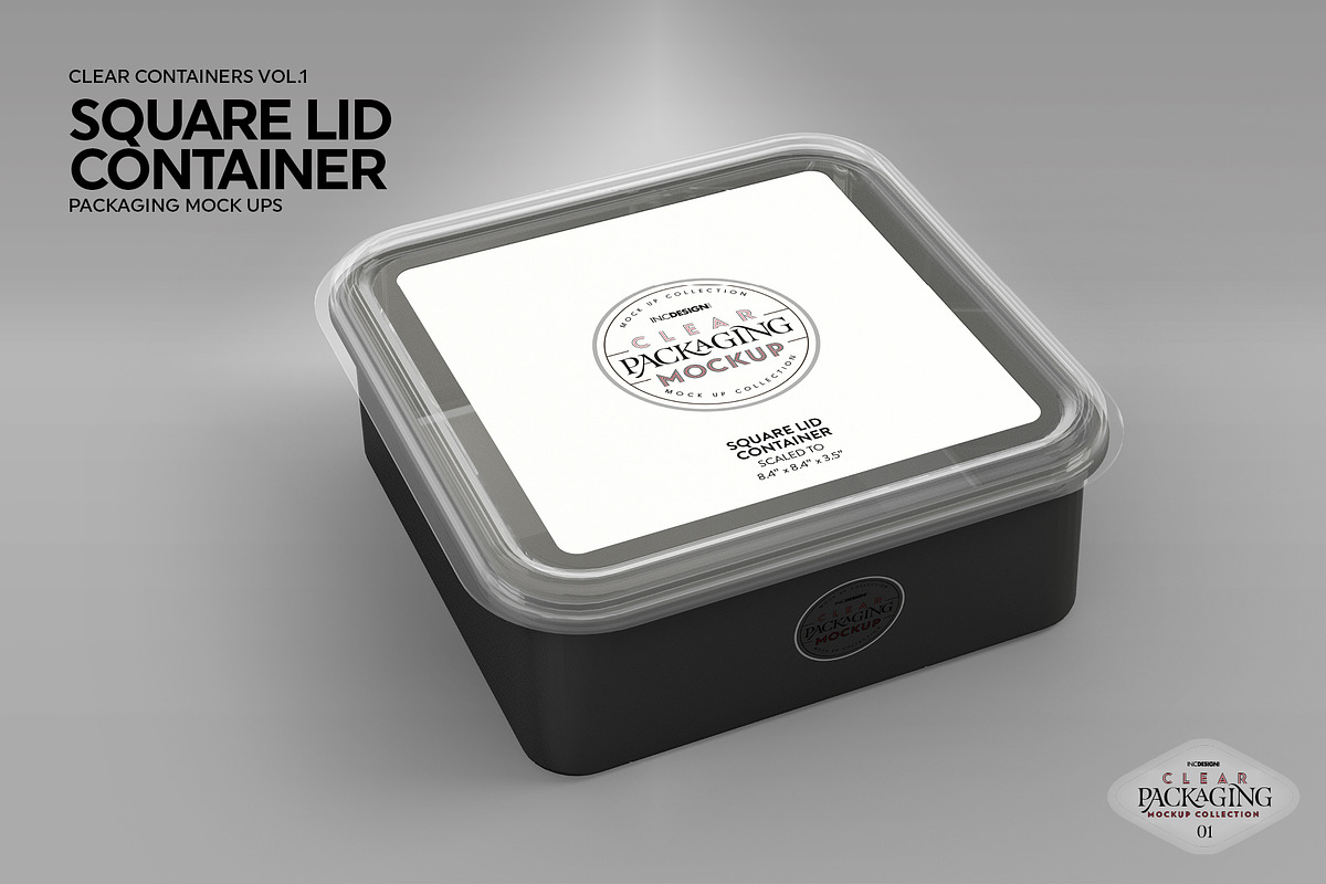 Clear Square Lid Container Mockup, a Cups & Container Mockup by INCDesign (Photo 5 of 8)