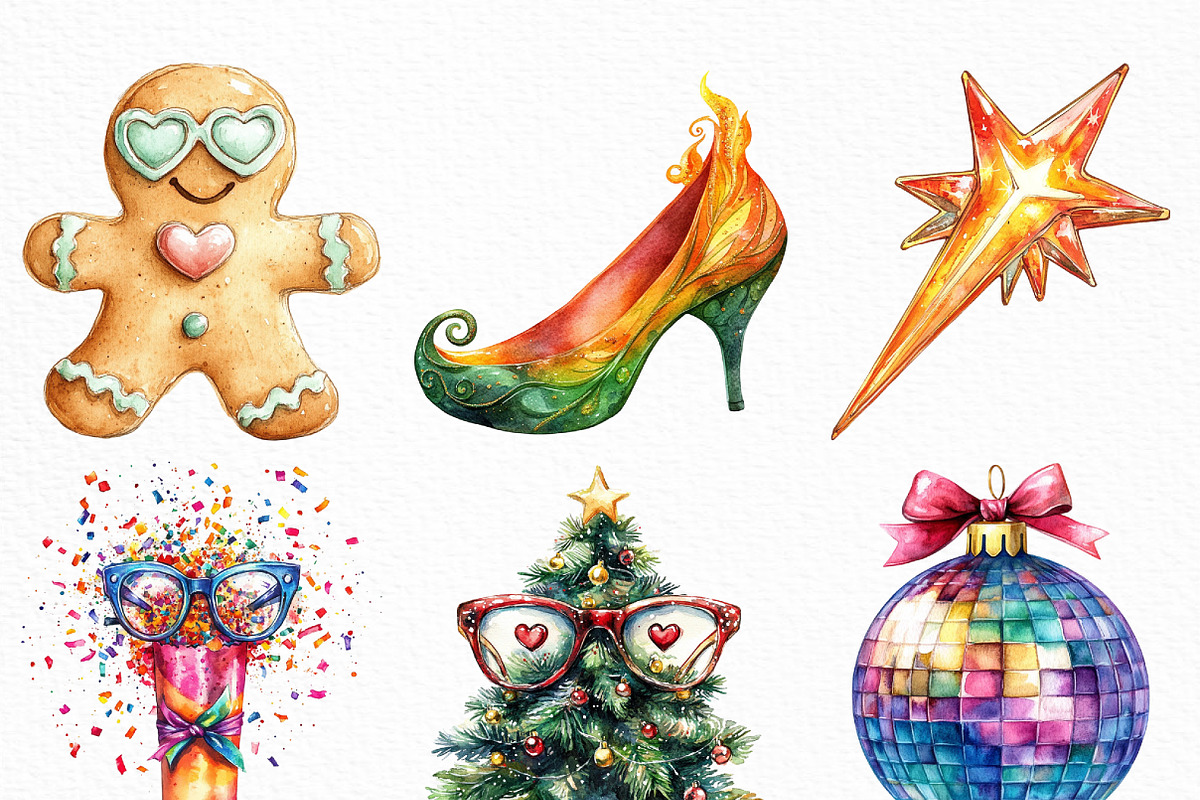 Cute Funky Christmas Clipart Bundle, an Illustration by Craft Nest (Photo 4 of 6)