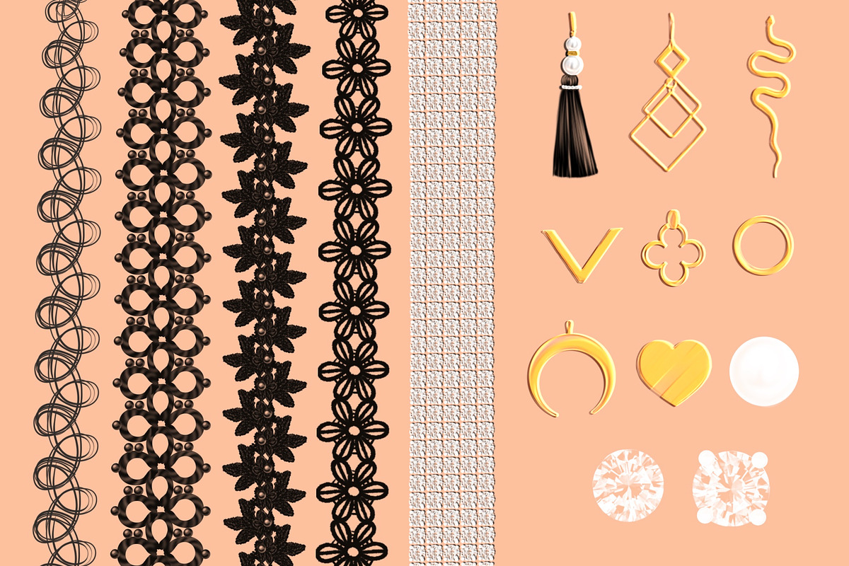 Procreate jewelry brushes, Chain, a Brush Add-On by Elenbushe (Photo 3 of 10)