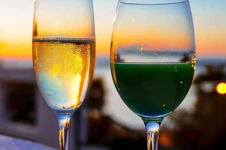 Champagne and Cocktail with Sunset