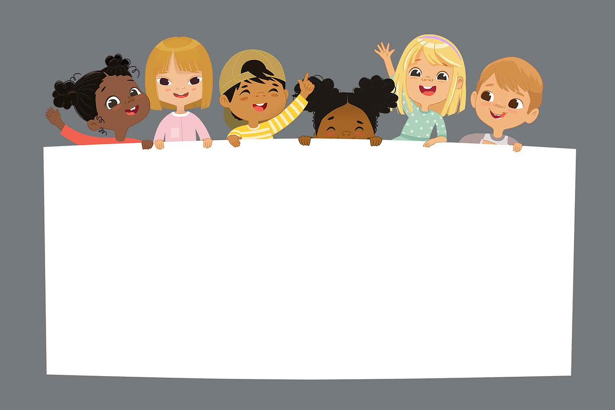 Multicultural Children Hold Poster, an Education Illustration by FoxyImage (Photo 2 of 4)