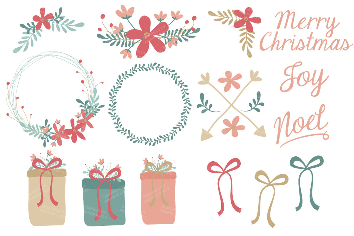 Soft Christmas Wreath Vectors, an Illustration by Amanda Ilkov (Photo 3 of 5)