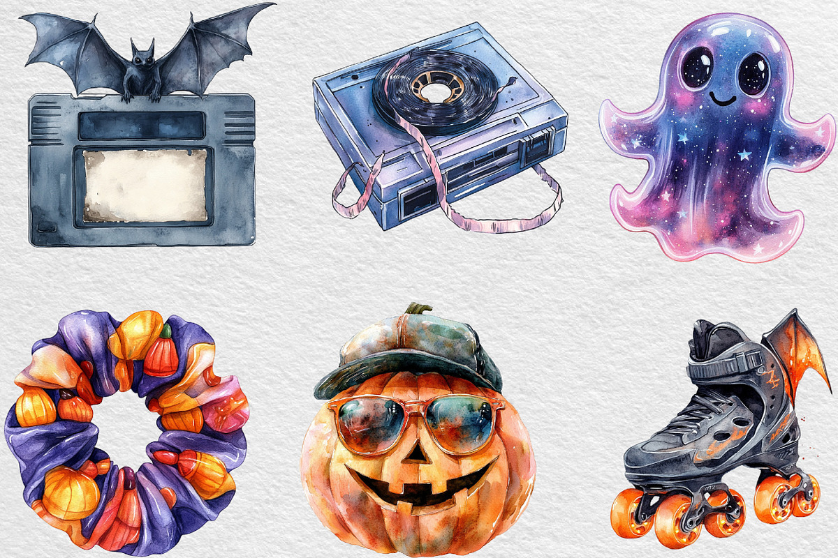 Nostalgic 90s Halloween Clipart, an Illustration by Black Bird Studio (Photo 5 of 6)