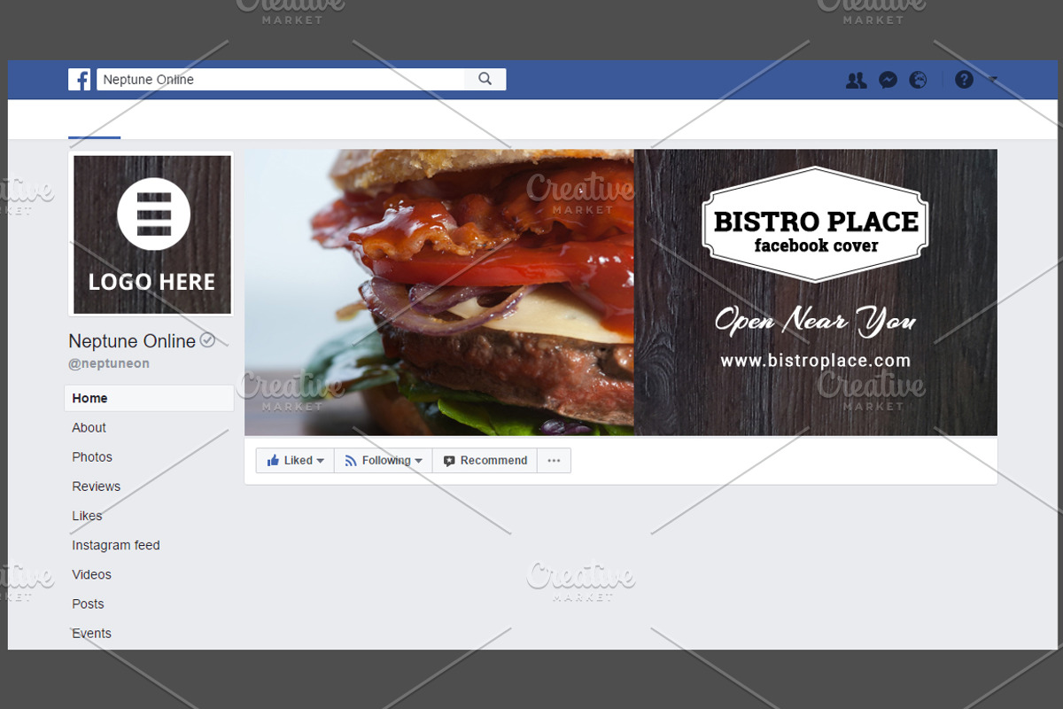 Bistro / Food Facebook Cover theme, a Social Media Template by NeptuneDesign (Photo 6 of 9)