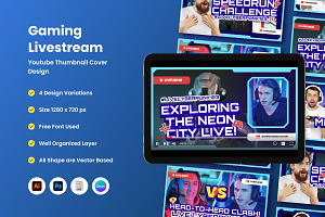 YouTube Gaming Livestream Thumbnail, a Social Media Template by twinstd