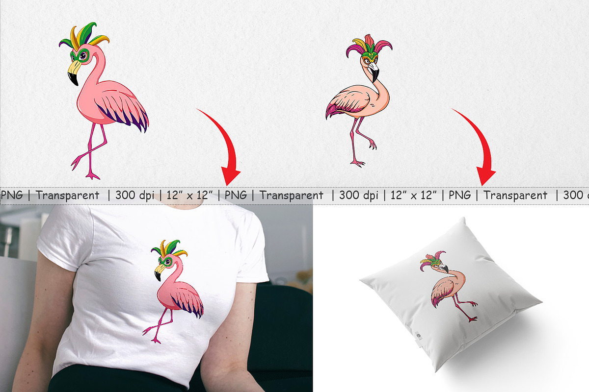 Flamingo Mardi Gras Clipart, a Graphic by Artnoy (Photo 3 of 5)