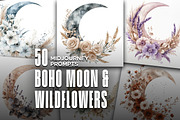 50 Boho Moon & Wildflowers Prompts, an Object Graphic by MadeByAI Studio (Thumbnail 1 of 4)