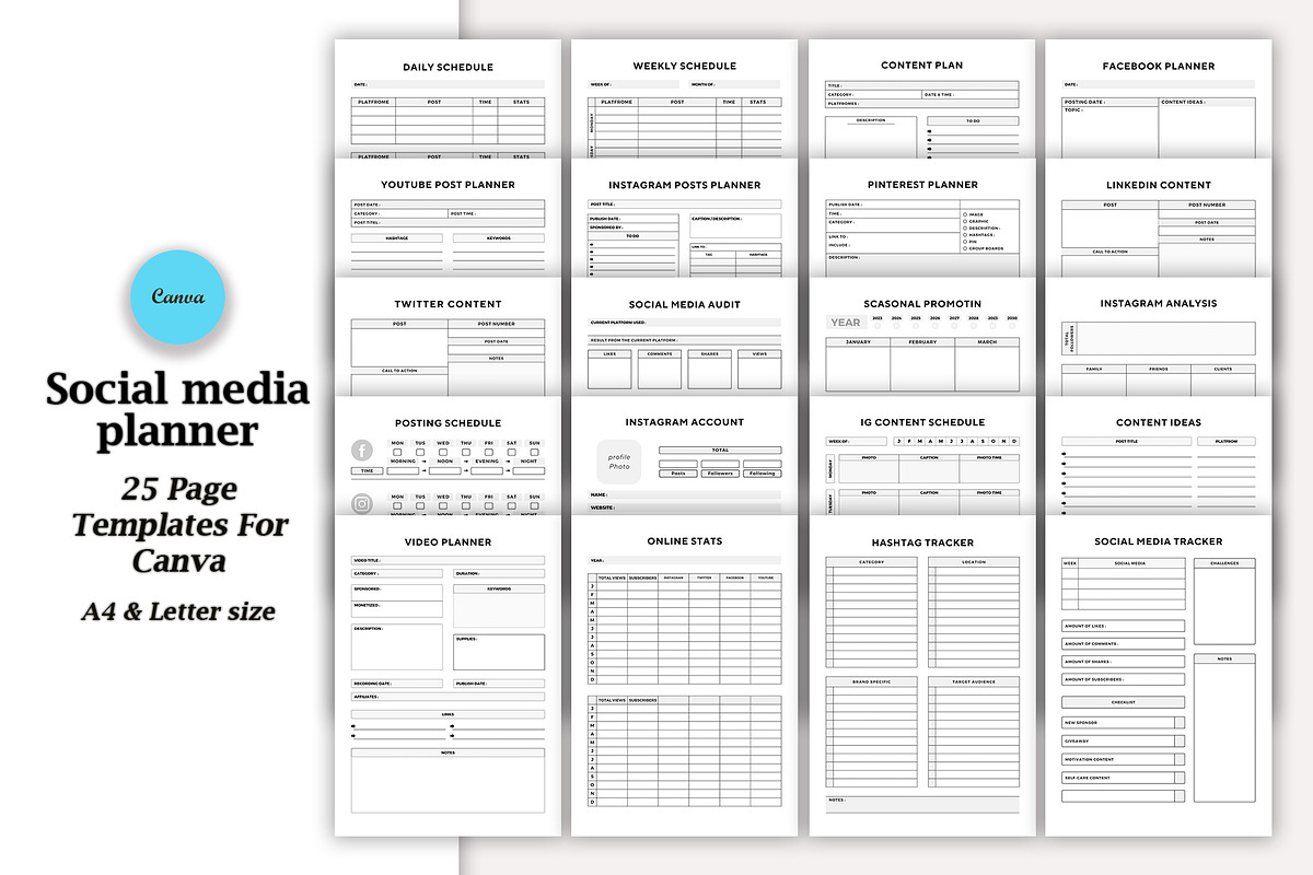 Editable social media planner, a Stationery Template by DesignByStore (Photo 1 of 3)