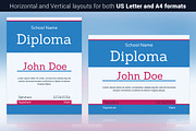 Blue Diploma Template, a Stationery Template by Krukowski Graphics (Thumbnail 1 of 3)