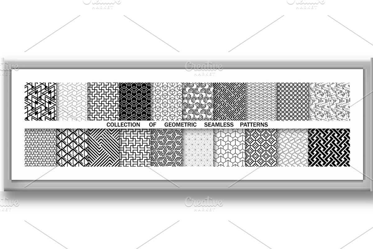 Geometric set of seamless black and, a Decorative Illustration by RODINA (Photo 3 of 3)