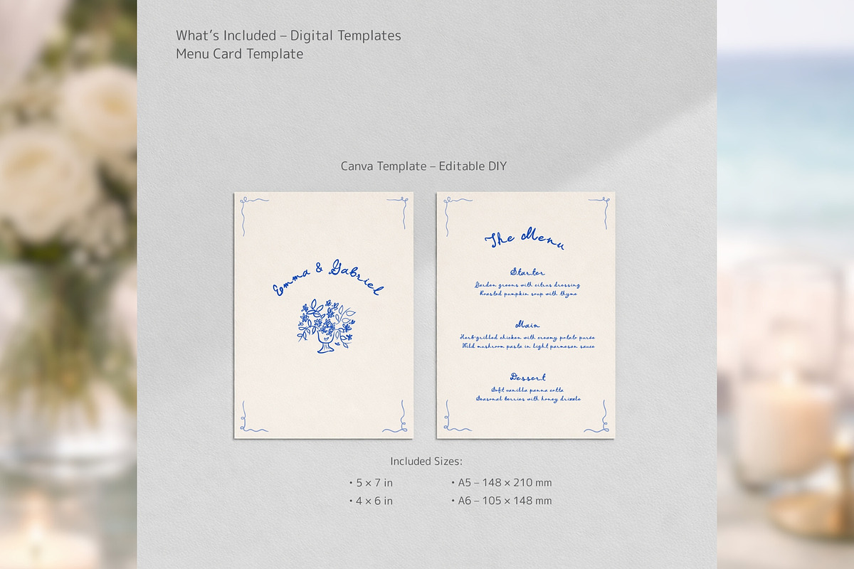 Hand Drawn Wedding Menu (bd001), a Card Template by TyphoonStudio (Photo 2 of 9)
