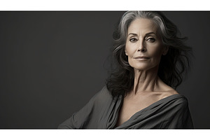 mature portrait grey background ai, an Arts & Entertainment Photo by pikepicture